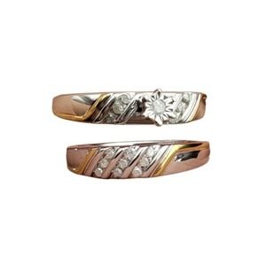 Vintage 1/4 ct Diamond Two Tone Wedding Set